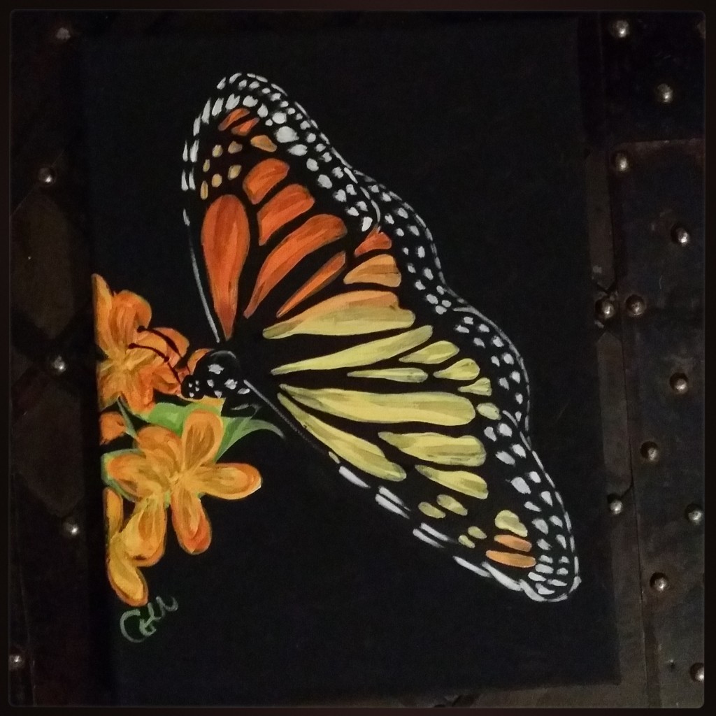 Clearing and Creating (artwork and eft): Butterfly painting by Col McGunnigle