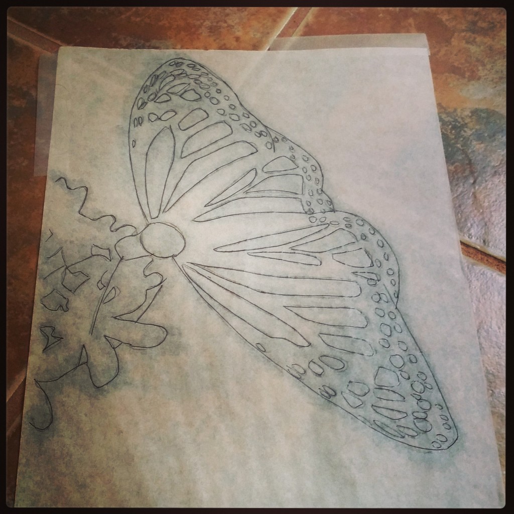 Sketch for butterfly painting by Col McGunnigle